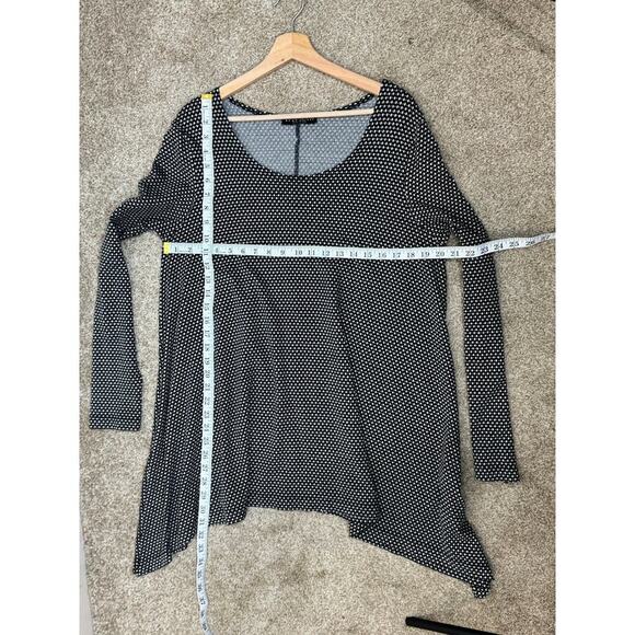 Bryn Walker Black White Polka Dot Asymmetrical Hem Scoop Neck Tunic Top M - Picture 10 of 10